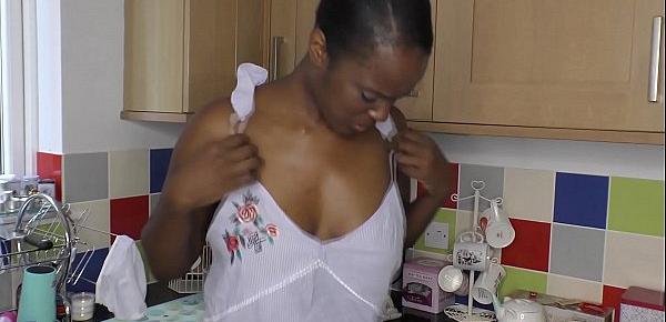  Brunette teen washing her boobs